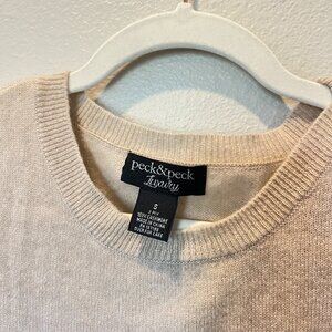 Peck & Peck Luxury Soft Cream Cashmere Cold Shoulder Sweater Size Small